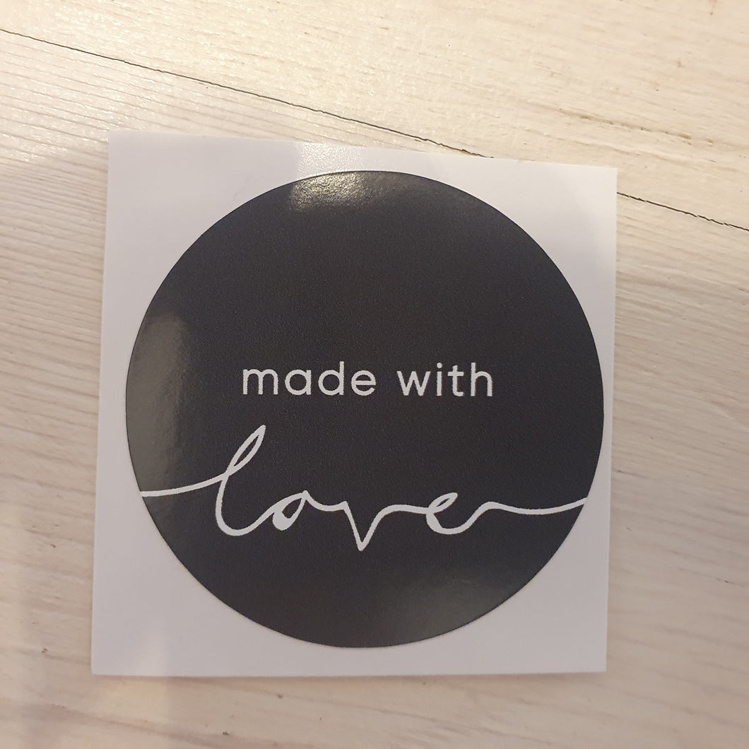 Gift Stickers- Made with Love Black  Single