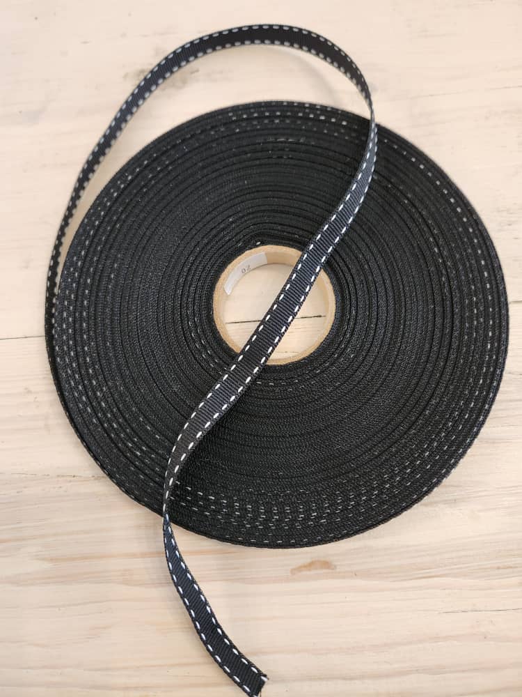 Ribbon -  Black with Saddle Stitch