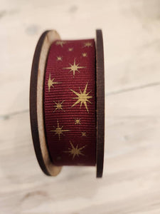 Ribbon -  Gold Stars on Red
