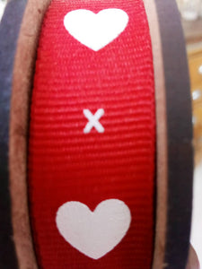 Ribbon - Red with White Hearts